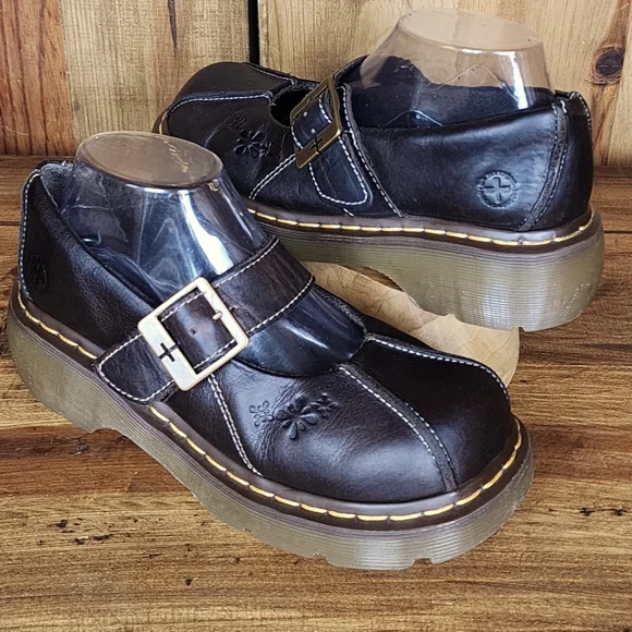 Dr. Martens Rare Flower Embossed Chunky Platform Mary Jane - Picture 5 of 13
